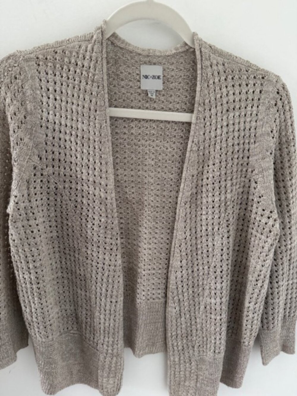 Nic & Zoe Woven (open-stich/mesh) Cardigan Top/Shrug  Sz M